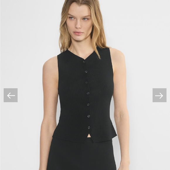 Aritzia Wilfred Croquet Sweater Vest NWOT Black Fitted Buttoned Tank Size XL - Picture 1 of 9